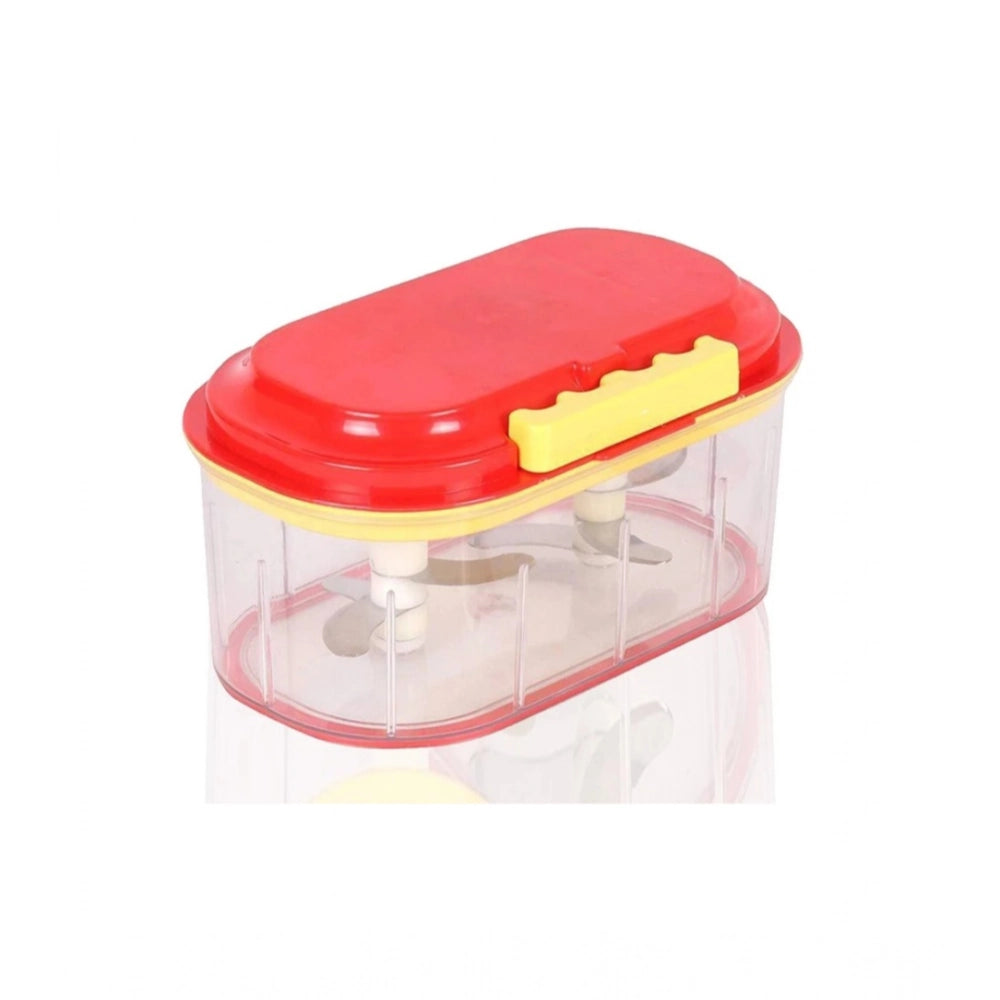 Pack Of 2_Twin Bowl Dual-Blade Hand Chopper | Manual Food Processor for Vegetables And Fruits (Color: Assorted )