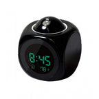 Time Display with Voice Projection And Wake-Up Alarm Clock (Color: Black)