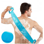 Pack Of 2_Silicone Bath Scrubber Belt – Dual-Sided Exfoliating Body Cleaning Strap (Color: Assorted )