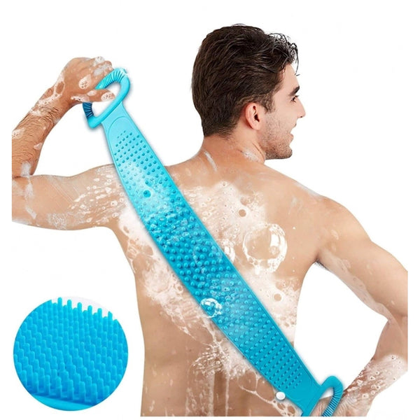 Pack Of 2_Silicone Bath Scrubber Belt – Dual-Sided Exfoliating Body Cleaning Strap (Color: Assorted )