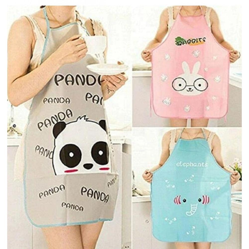 Pack of 2_Printed Waterproof Kitchen Apron with Pockets for kids– (Color: Assorted )