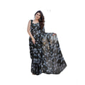 Women's Chiffon Printed Saree With Unstitched Blouse 5.5Mtr  (Black)
