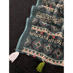 Women's Linen Cotton  Printed Saree With Unstitched Blouse 5.5Mtr  (Blue)