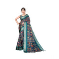 Women's Cotton Silk  Printed Saree With Unstitched Blouse 5.5Mtr  (Blue)