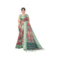 Women's Cotton Silk  Printed Saree With Unstitched Blouse 5.5Mtr  (Light Green)