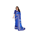 Women's Linen Cotton  Printed Saree With Unstitched Blouse 5.5Mtr  (Blue)