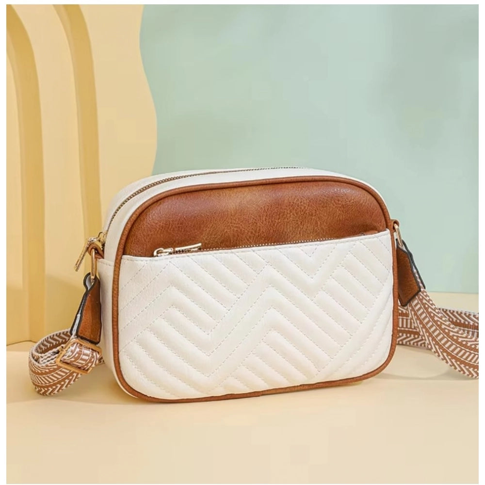 Women's PU Leather Zipper Sling Bag