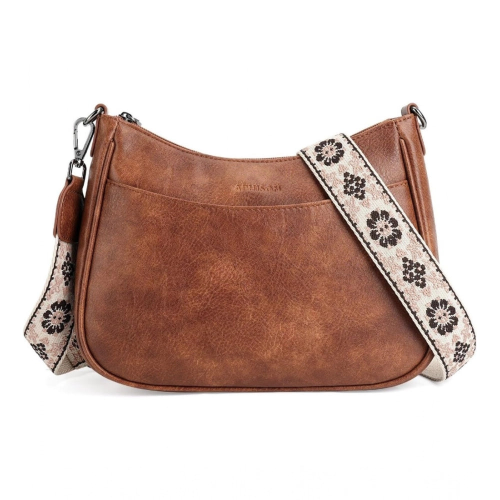 Women's PU Leather Zipper Sling Bag