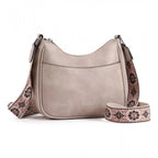 Women's PU Leather Zipper Sling Bag (Beige)