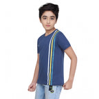 Boy's Cotton Grapic Printed Round Neck T-Shirt (Blue)
