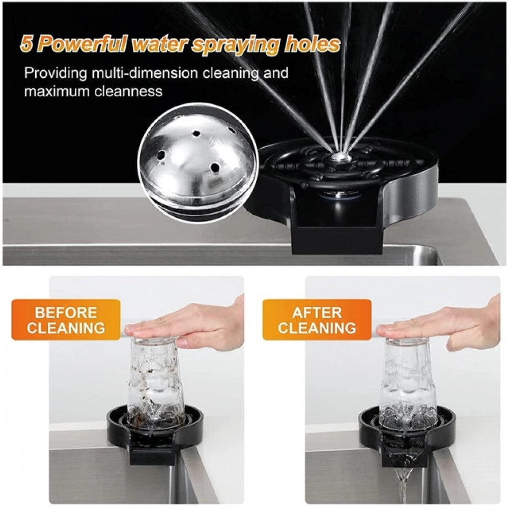 Steel, Plastic Automatic Cup Rinser, Bottle Cleaner, Glass Rinser for Kitchen Sinks