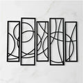 Wooden 5-Piece Wall Art Panel Frame – Elegant Black Abstract Design