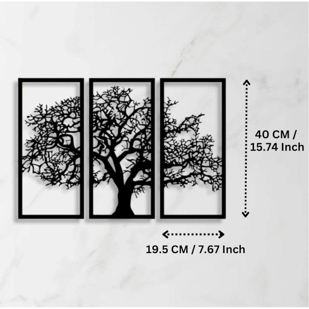 Wooden 3 Pieces Tree Wall Art Panel Frame for Home Decor