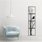 7 Decore Unique Vertical Tree Wall Art – 4 Piece Wooden Panel Set (Black)