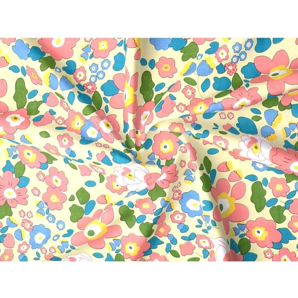 Cotton Blend Floral Printed Single Bedsheet with 1 Pillow Cover (Yellow)