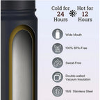 650 Ml Double Wall Insulated Stainless Steel Water Bottle With Flip Lid (Black)