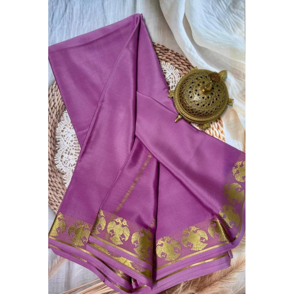 Women's Crepe Chit Pallu Solid Saree With Unstitched Blouse 5.5Mtr  (Pink)