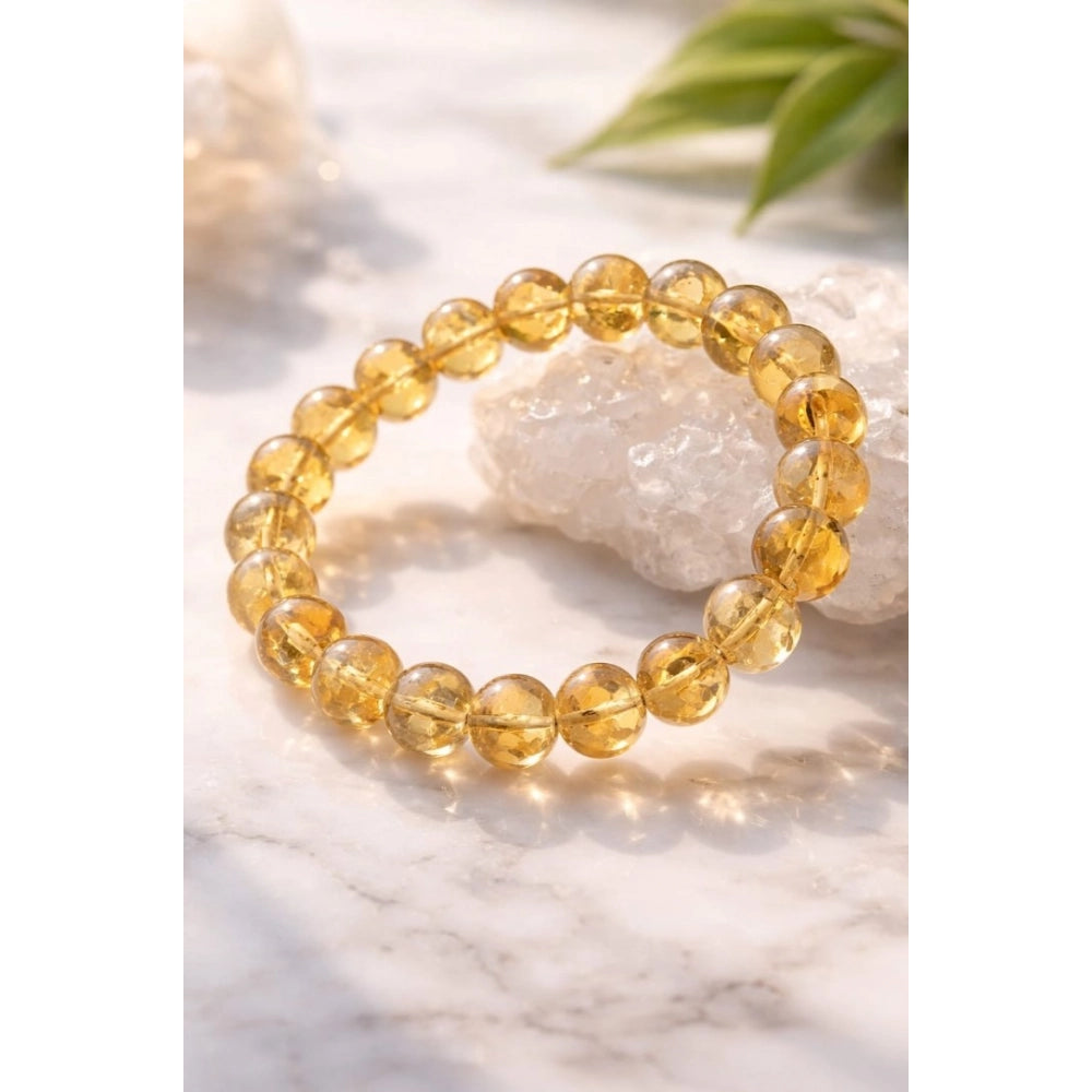 Natural Crystal 8mm Citrine Bracelet (Yellow)