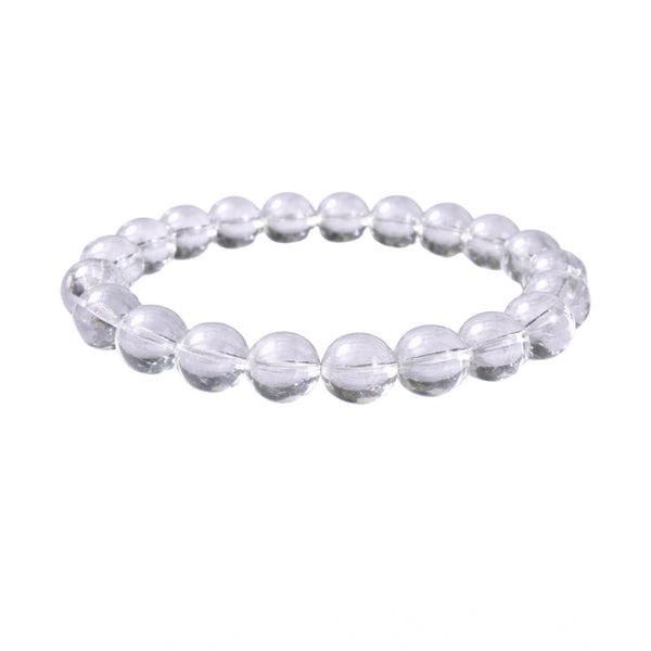 Natural Crystal 8mm Clear Quartz Bracelet (White)