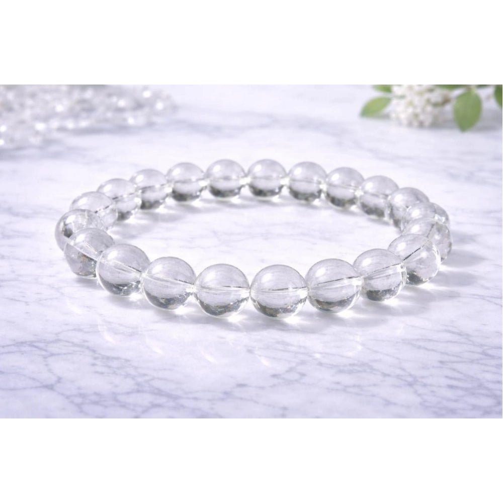 Natural Crystal 8mm Clear Quartz Bracelet (White)