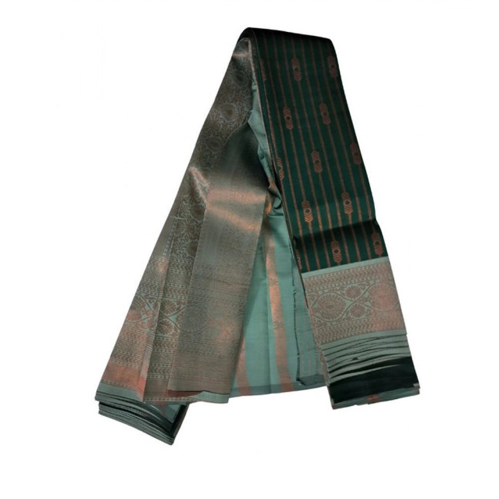Women's Soft Silk  Wooven Saree With Unstitched Blouse 5.5Mtr (Green)