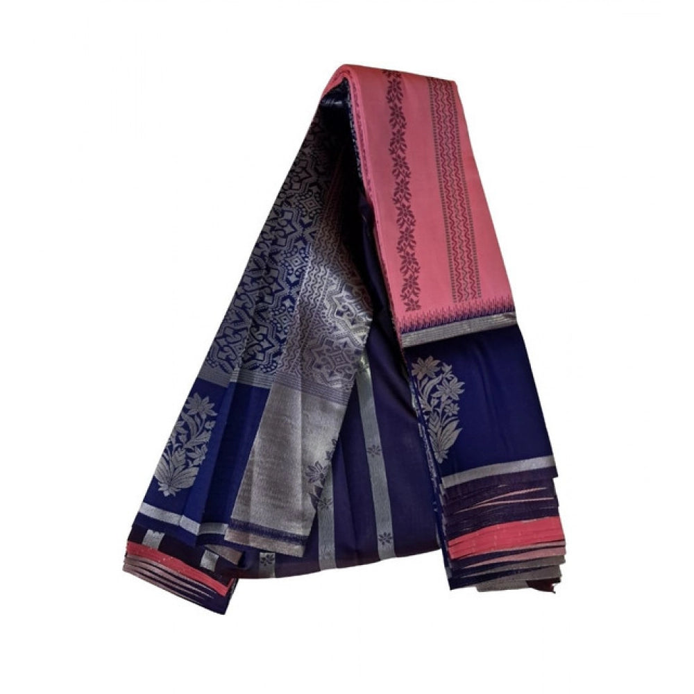 Women's Soft Silk  Wooven Saree With Unstitched Blouse 5.5Mtr (Pink)