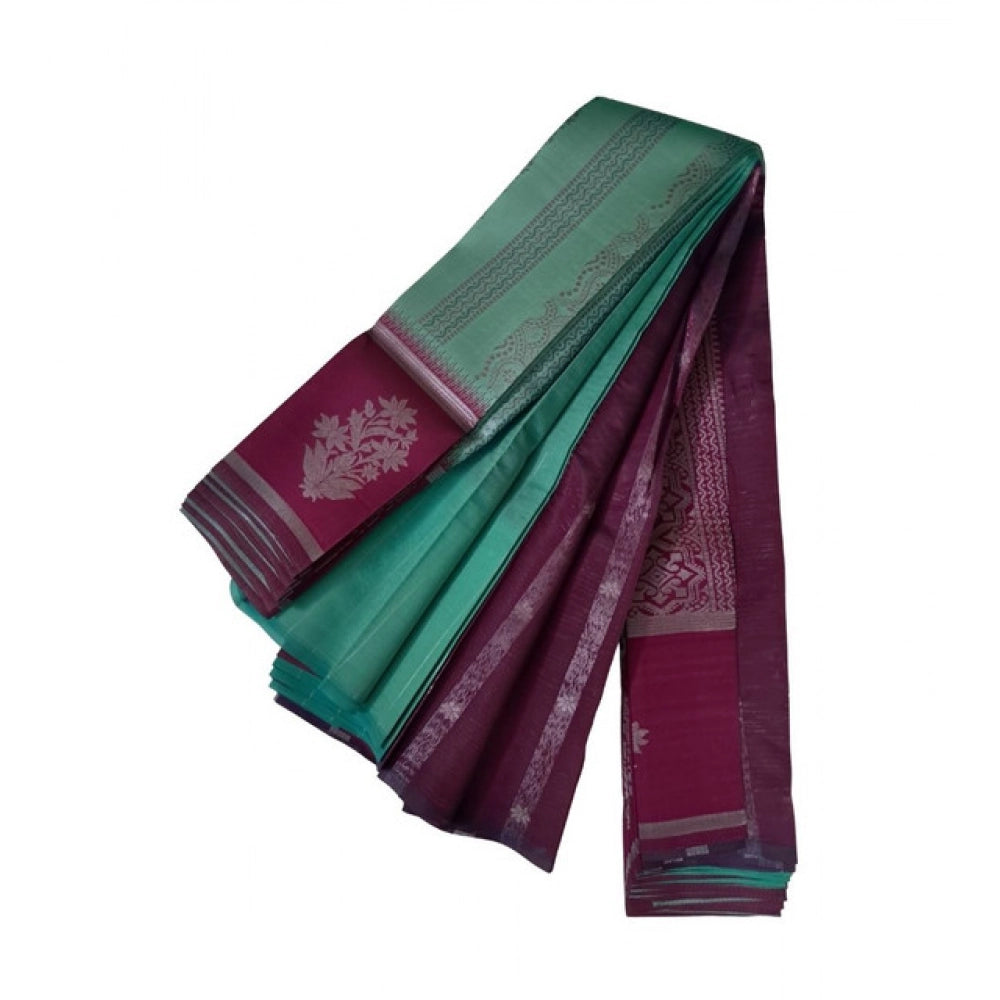 Women's Soft Silk  Wooven Saree With Unstitched Blouse 5.5Mtr (Dark Pista)