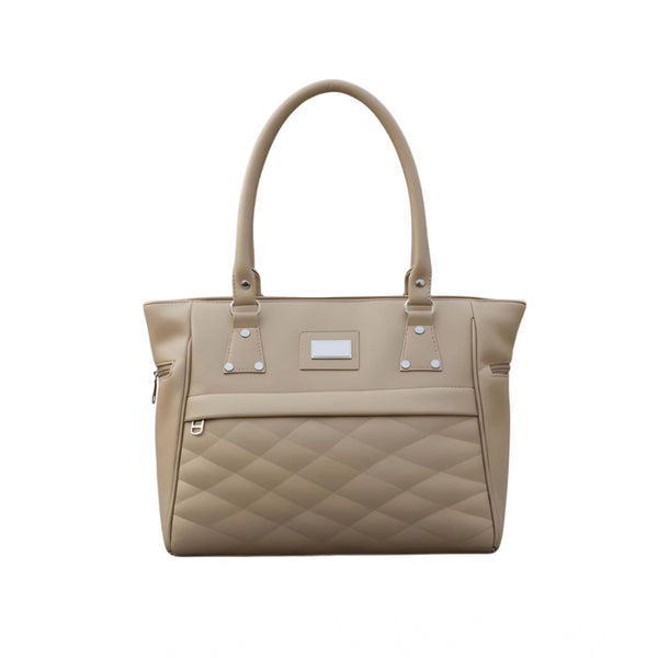 Women's PU Leather Solid Shoulder Zipper Handbag (Beige)