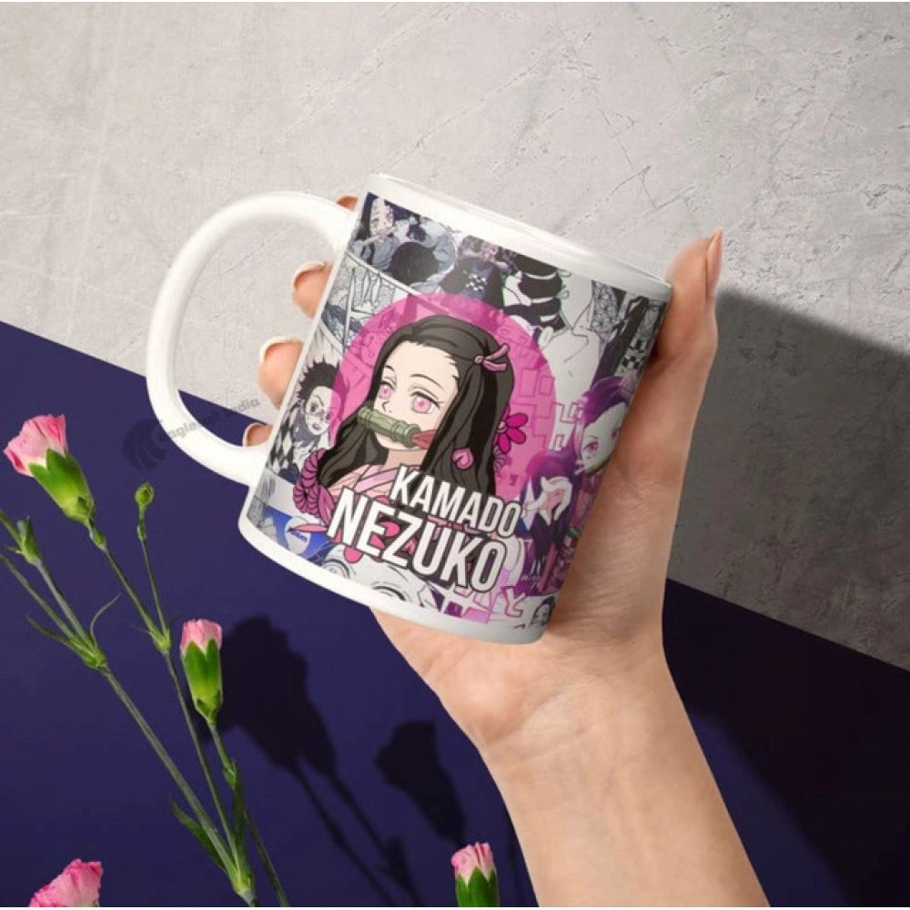 Anime Kamado Nezuko Ceramic Printed Coffee Mug (White)