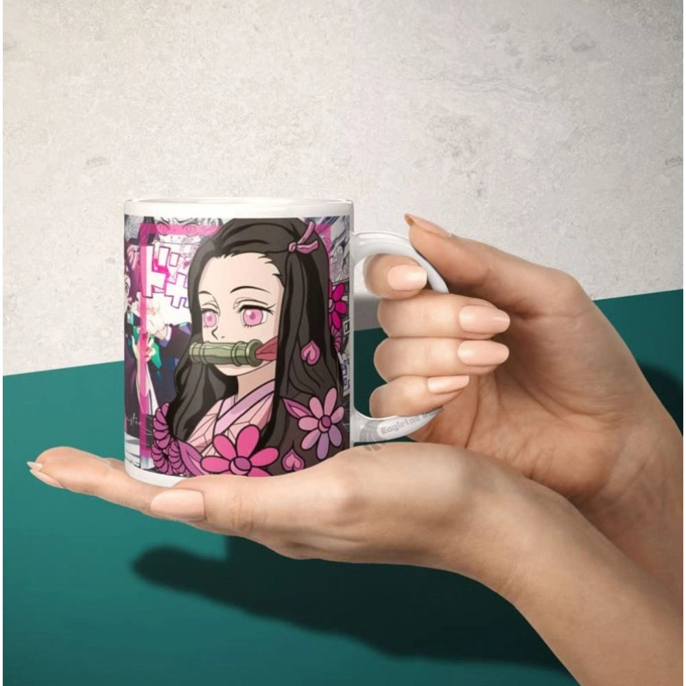 Anime Kamado Nezuko Ceramic Printed Coffee Mug (White)