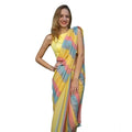 Women's Linen Printed Saree With Unstitched Blouse 5.5Mtr  (Multicolor)