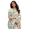 Women's Georgette Printed Saree With Unstitched Blouse 5.5Mtr  (Cream)