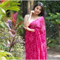 Women's Georgette Printed Saree With Unstitched Blouse 5.5Mtr  (Pink)
