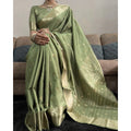 Women's Satin Printed Saree With Unstitched Blouse 5.5Mtr  (Green)