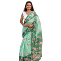 Women's Linen Printed Saree With Unstitched Blouse 5.5Mtr  (Green)