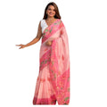 Women's Linen Printed Saree With Unstitched Blouse 5.5Mtr  (Pink)