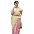 Women's Linen Printed Saree With Unstitched Blouse 5.5Mtr  (Yellow)