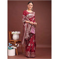 Women's Banarasi Silk Printed Saree With Unstitched Blouse 5.5Mtr (Maroon)