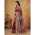 Women's Silk Blend Printed Saree With Unstitched Blouse 5.5Mtr (Maroon)