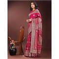 Women's Silk Printed Saree With Unstitched Blouse 5.5Mtr (Magenta)