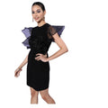 Women's Organza And Polyester Lycra Ruffled Sleeveless Dress (Black)