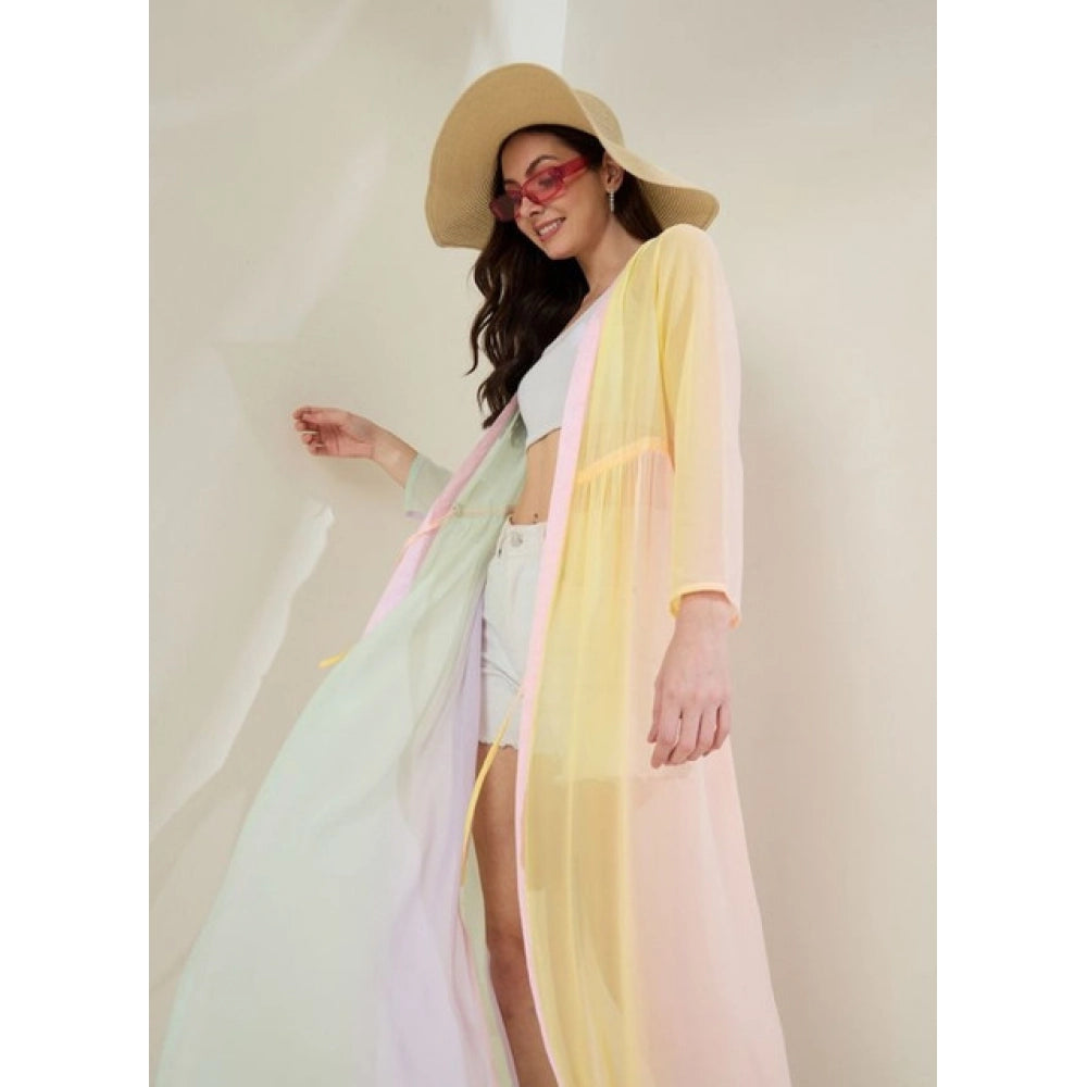 Women's Georgette Ombre Short Sleeve Shrug (Multicolor)