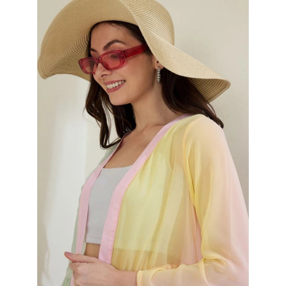 Women's Georgette Ombre Short Sleeve Shrug (Multicolor)