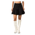 Women's Denim Washed Buttoned Skirt (Black)