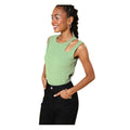Women's Polyester Lycra Solid Sleeveless Top (Green)