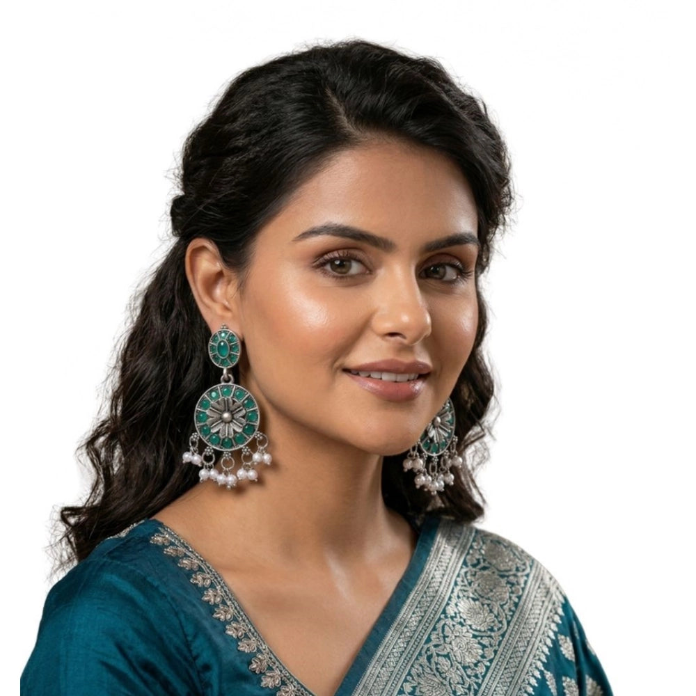 Women's Zinc Alloy Gold Plated Chandbali Earrings (Multicolor)