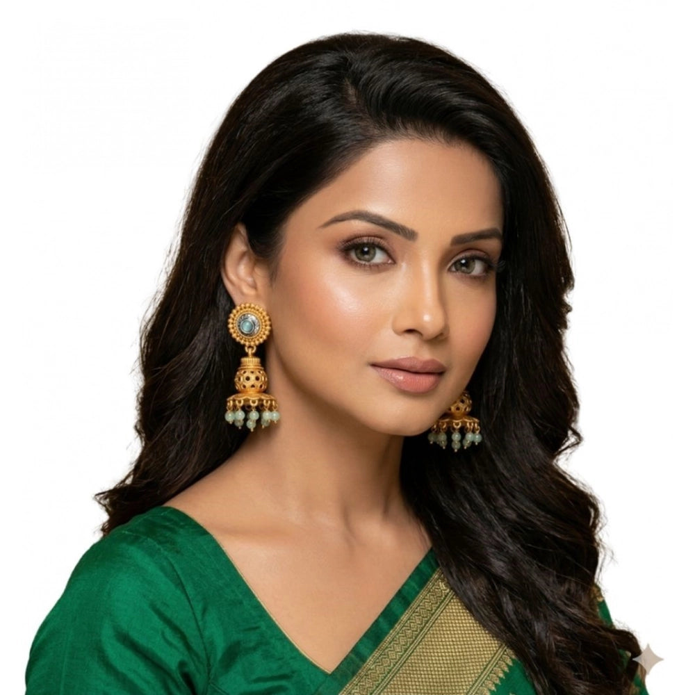 Women's Pack Of 2 Zinc Alloy Gold Plated Jhumka Earrings (Multicolor)