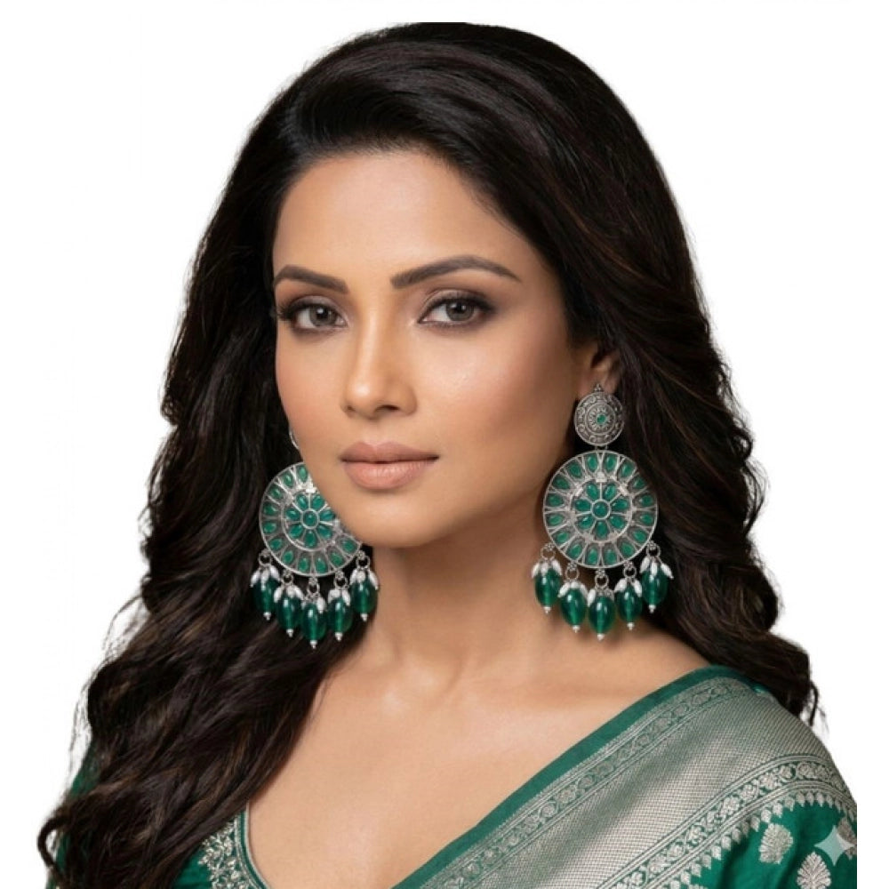 Women's Zinc Alloy Gold Plated Chandbali Earrings (Multicolor)