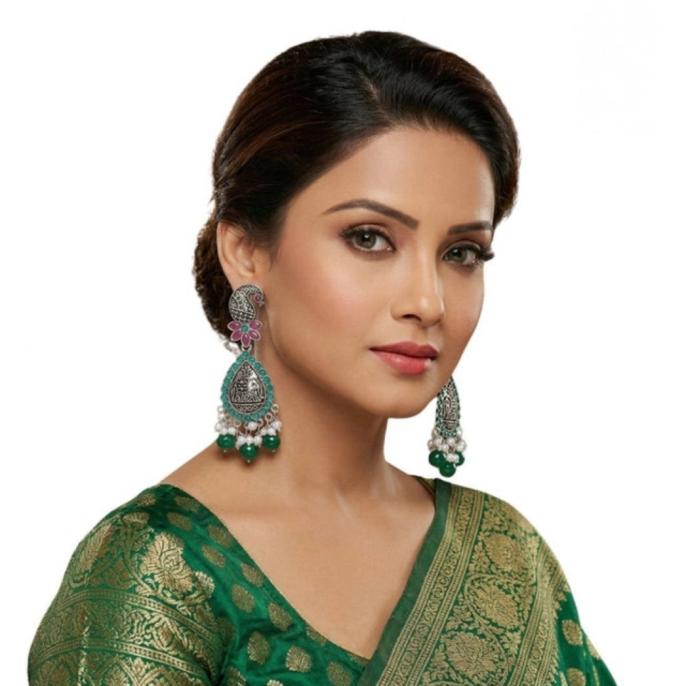 Women's Zinc Alloy Gold Plated Chandbali Earrings (Multicolor)