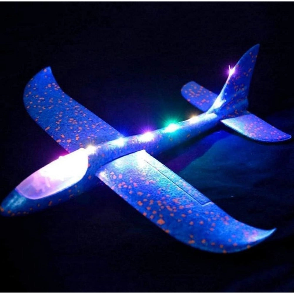 EPP Foam Galaxy Hand Throw Flying LED Glider Airplane (Blue-Multicolor)